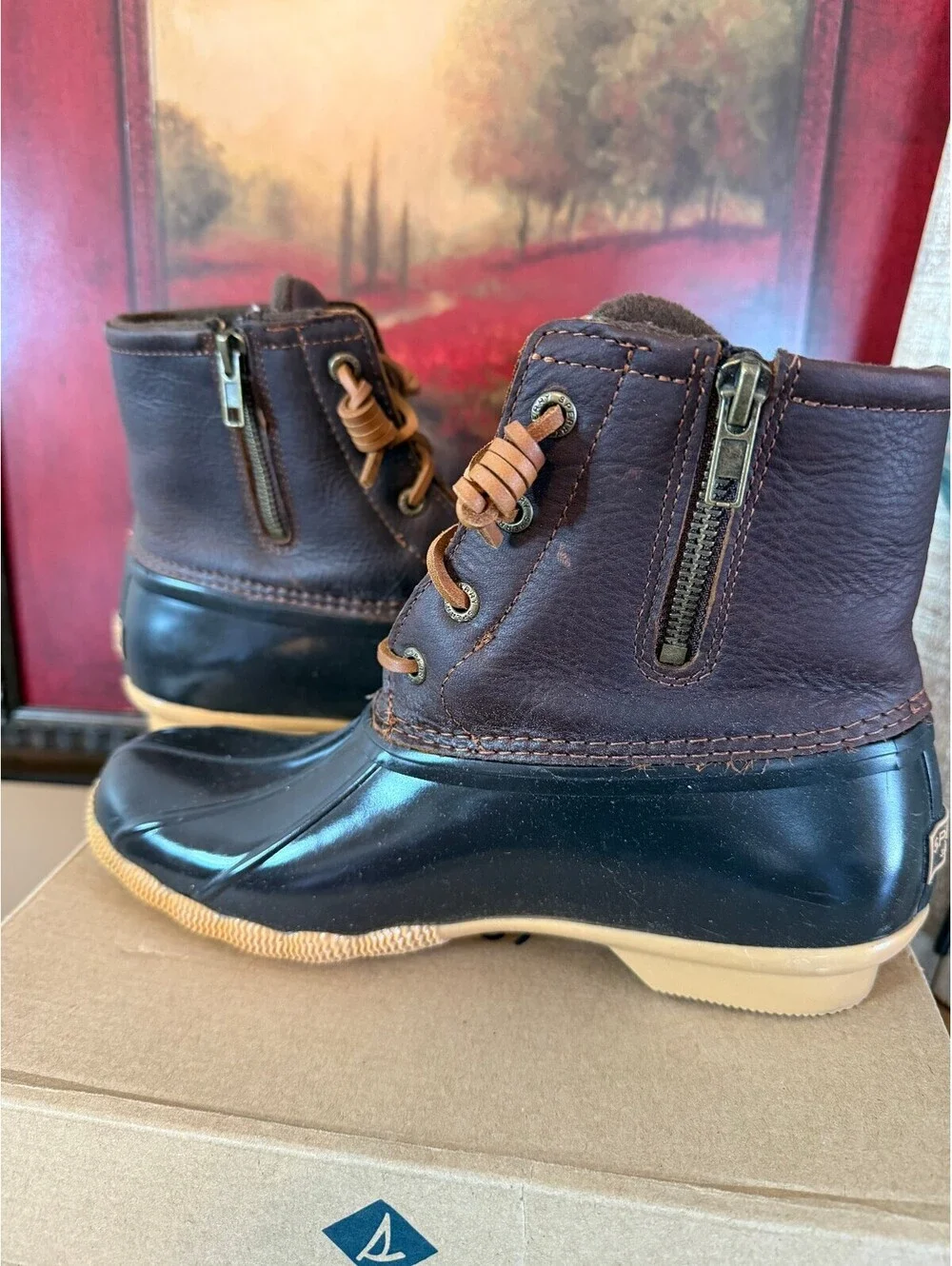 Sperry Saltwater Women's 6.5W Brown Leather Waterproof Boots